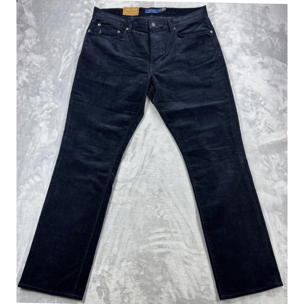 POLO RALPH LAUREN Varick Slim Straight Pants Mens 33x30 Navy Blue Corduroy NWT